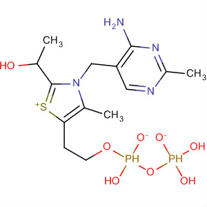 Molecular Structure of 10055-47-7 (Thiazolium,
3-[(4-amino-2-methyl-5-pyrimidinyl)methyl]-2-(1-hydroxyethyl)-4-methyl-
5-(4,6,6-trihydroxy-4,6-dioxido-3,5-dioxa-4,6-diphosphahex-1-yl)-)