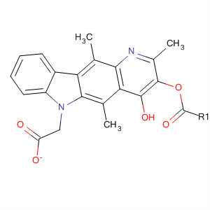 Molecular Structure of 111249-54-8 (6H-Pyrido[3,2-b]carbazol-4-ol, 2,5,11-trimethyl-, acetate (ester))