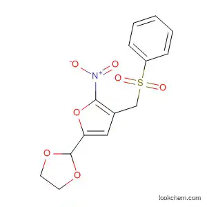 Molecular Structure of 115663-38-2 (1,3-Dioxolane, 2-[5-nitro-4-[(phenylsulfonyl)methyl]-2-furanyl]-)