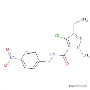 Molecular Structure of 119168-01-3 (1H-Pyrazole-5-carboxamide,
4-chloro-3-ethyl-1-methyl-N-[(4-nitrophenyl)methyl]-)
