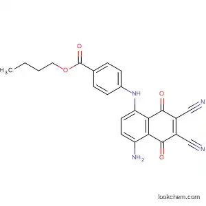 Molecular Structure of 123136-38-9 (Benzoic acid,
4-[(4-amino-6,7-dicyano-5,8-dihydro-5,8-dioxo-1-naphthalenyl)amino]-,
butyl ester)
