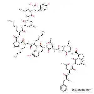 Molecular Structure of 128701-35-9 (L-Tyrosine,
L-phenylalanyl-L-asparaginyl-L-leucyl-L-prolyl-L-leucylglycyl-L-asparaginyl-
L-tyrosyl-L-lysyl-L-lysyl-L-prolyl-L-lysyl-L-leucyl-L-leucyl-)