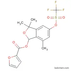 Molecular Structure of 131394-91-7 (2-Furancarboxylic acid,
2,3-dihydro-3,3,7-trimethyl-5-[[(trifluoromethyl)sulfonyl]oxy]-2-benzofuran
yl ester)