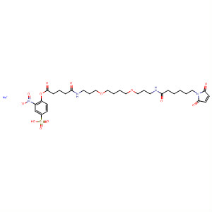 Molecular Structure of 132682-60-1 (10,15-Dioxa-6,19-diazapentacosanoic acid,
25-(2,5-dihydro-2,5-dioxo-1H-pyrrol-1-yl)-5,20-dioxo-,
2-nitro-4-sulfophenyl ester, monosodium salt)