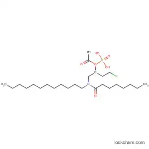 Molecular Structure of 132806-42-9 (Phosphonic acid, [2-[dodecyl(1-oxooctyl)amino]ethyl]-,
mono(2-chloroethyl) ester)