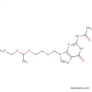 Molecular Structure of 135863-75-1 (Acetamide,
N-[9-[[2-(1-ethoxyethoxy)ethoxy]methyl]-6,9-dihydro-6-oxo-1H-purin-2-yl]
-)