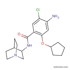 Molecular Structure of 137765-25-4 (Benzamide,
4-amino-N-1-azabicyclo[2.2.2]oct-3-yl-5-chloro-2-(cyclopentyloxy)-, (S)-)