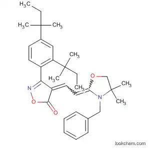 Molecular Structure of 138085-08-2 (5(4H)-Isoxazolone,
3-[2,4-bis(1,1-dimethylpropyl)phenyl]-4-[[4,4-dimethyl-3-(phenylmethyl)-
2-oxazolidinylidene]ethylidene]-)