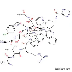 Molecular Structure of 138136-18-2 (D-Alaninamide,
N-acetyl-3-(2-naphthalenyl)-D-alanyl-4-chloro-D-phenylalanyl-3-(3-pyridin
yl)-D-alanyl-L-seryl-3-[4-[(pyrazinylcarbonyl)amino]cyclohexyl]-L-alanyl-3-(
3-quinolinyl)-D-alanyl-L-valyl-L-arginyl-L-prolyl-, cis-)