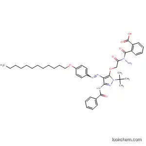 Molecular Structure of 138171-04-7 (Benzoic acid,
2-[[[3-(benzoylamino)-1-(1,1-dimethylethyl)-4-[[4-(dodecyloxy)phenyl]azo
]-1H-pyrazol-5-yl]oxy]acetyl]hydrazide)