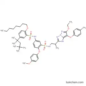 Molecular Structure of 138559-18-9 (Benzenesulfonamide,
N-[3-[[[2-[6-ethoxy-7-(4-methylphenoxy)-1H-pyrazolo[1,5-b][1,2,4]triazol-
2-yl]propyl]amino]sulfonyl]-4-(4-methoxyphenoxy)phenyl]-2-(octyloxy)-5-(
1,1,3,3-tetramethylbutyl)-)