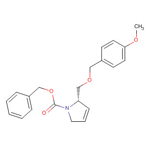 Molecular Structure of 141522-09-0 (1H-Pyrrole-1-carboxylic acid,
2,5-dihydro-2-[[(4-methoxyphenyl)methoxy]methyl]-, phenylmethyl ester,
(S)-)