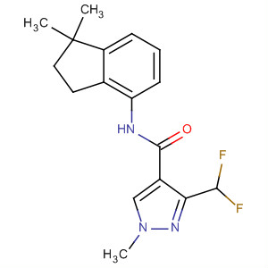 Molecular Structure of 141573-93-5 (1H-Pyrazole-4-carboxamide,
3-(difluoromethyl)-N-(2,3-dihydro-1,1-dimethyl-1H-inden-4-yl)-1-methyl-)