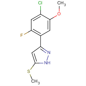 Molecular Structure of 141577-01-7 (1H-Pyrazole, 3-(4-chloro-2-fluoro-5-methoxyphenyl)-5-(methylthio)-)