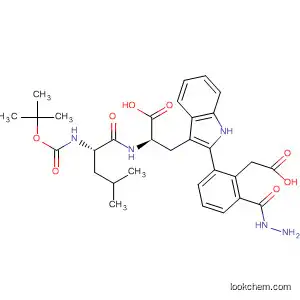 Molecular Structure of 141595-20-2 (D-Tryptophan, N-[N-[(1,1-dimethylethoxy)carbonyl]-L-leucyl]-,
2-(carboxymethyl)-2-phenylhydrazide)