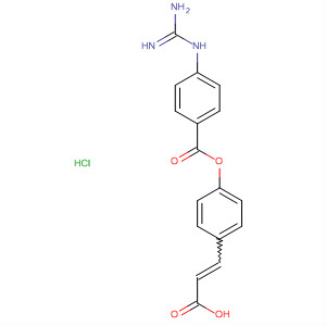 Molecular Structure of 141651-90-3 (Benzoic acid, 4-[(aminoiminomethyl)amino]-,
4-(2-carboxyethenyl)phenyl ester, monohydrochloride)