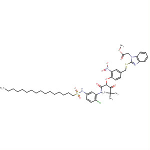1H-Benzimidazole-1-acetic acid, 2-[[[4-[1-[[[2-chloro-5-[(hexadecylsulfonyl)amino]phenyl]amino]carbonyl]- 3,3-dimethyl-2-oxobutoxy]-3-nitrophenyl]methyl]thio]-, methyl ester