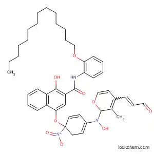 Molecular Structure of 141767-63-7 (2-Naphthalenecarboxamide,
1-hydroxy-4-[[3-methyl-1-(4-nitrophenyl)-4-(3-oxo-1-propenyl)-1H-pyraz
ol-5-yl]oxy]-N-[2-(tetradecyloxy)phenyl]-)