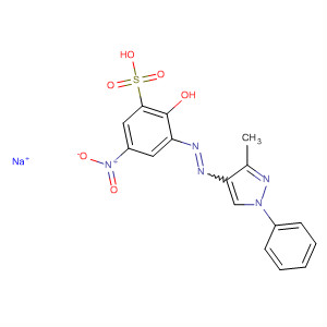 Molecular Structure of 141947-13-9 (Benzenesulfonic acid,
2-hydroxy-3-[(3-methyl-1-phenyl-1H-pyrazol-4-yl)azo]-5-nitro-,
monosodium salt)