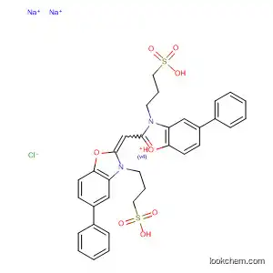 Molecular Structure of 142030-99-7 (Benzoxazolium,
5-phenyl-2-[[5-phenyl-3-(3-sulfopropyl)-2(3H)-benzoxazolylidene]methyl]
-3-(3-sulfopropyl)-, chloride, disodium salt)