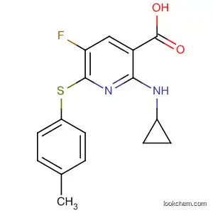 Molecular Structure of 142501-19-7 (3-Pyridinecarboxylic acid,
2-(cyclopropylamino)-5-fluoro-6-[(4-methylphenyl)thio]-)
