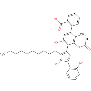 Molecular Structure of 142502-47-4 (Phenol,
2-[4-decyl-2-(2-hydroxyphenyl)-3-oxido-1H-imidazol-5-yl]-4-methyl-,
benzoate (ester))