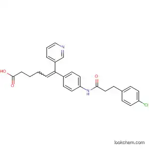 Molecular Structure of 142668-86-8 (5-Hexenoic acid,
6-[4-[[3-(4-chlorophenyl)-1-oxopropyl]amino]phenyl]-6-(3-pyridinyl)-)