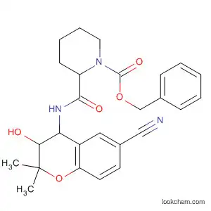 Molecular Structure of 143027-07-0 (1-Piperidinecarboxylic acid,
2-[[[6-cyano-3,4-dihydro-3-hydroxy-2,2-dimethyl-2H-1-benzopyran-4-yl]
amino]carbonyl]-, phenylmethyl ester)