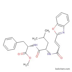Molecular Structure of 143095-53-8 (L-Phenylalanine, N-[N-[3-(2-benzoxazolyl)-1-oxo-2-propenyl]-L-leucyl]-,
methyl ester)