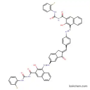 Molecular Structure of 143284-36-0 (2-Naphthalenecarboxamide,
N-[[(2-fluorophenyl)amino]carbonyl]-4-[[4-[[6-[[3-[[[[(2-fluorophenyl)amino
]carbonyl]amino]carbonyl]-2-hydroxy-1-naphthalenyl]azo]-1,3-dihydro-1-
oxo-2H-inden-2-ylidene]methyl]phenyl]azo]-3-hydroxy-)
