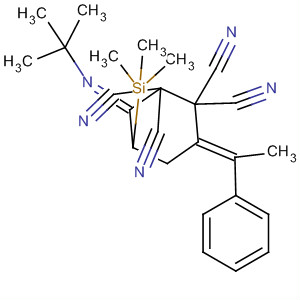 Molecular Structure of 143288-55-5 (1,1,2,2-Cyclohexanetetracarbonitrile,
3-[(1,1-dimethylethyl)imino]-6-(1-phenylethylidene)-4-(trimethylsilyl)-,
(E,E)-)
