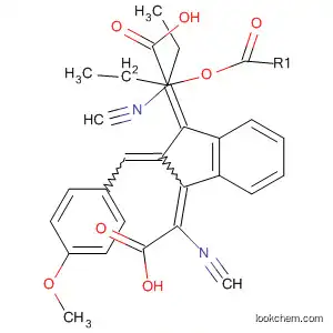 Acetic acid,
2,2'-[2-[(4-methoxyphenyl)methylene]-1H-indene-1,3(2H)-diylidene]bis[
2-cyano-, diethyl ester