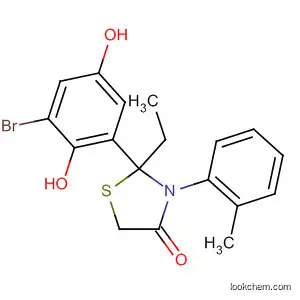 Molecular Structure of 143420-99-9 (4-Thiazolidinone,
2-(3-bromo-2,5-dihydroxyphenyl)-2-ethyl-3-(2-methylphenyl)-)