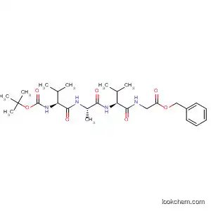 Molecular Structure of 143520-74-5 (Glycine,
N-[N-[N-[N-[(1,1-dimethylethoxy)carbonyl]-L-valyl]-L-alanyl]-L-valyl]-,
phenylmethyl ester)