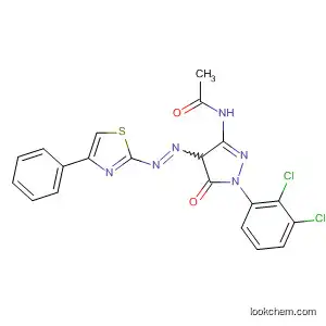 Molecular Structure of 143727-10-0 (Acetamide,
N-[1-(2,3-dichlorophenyl)-4,5-dihydro-5-oxo-4-[(4-phenyl-2-thiazolyl)azo
]-1H-pyrazol-3-yl]-)