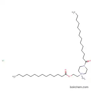 Molecular Structure of 143823-69-2 (Piperazinium,
1-methyl-4-(1-oxotetradecyl)-1-[2-[(1-oxotetradecyl)oxy]ethyl]-, chloride)
