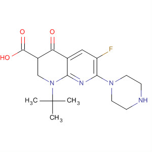 1,8-Naphthyridine-3-carboxylic acid, 1-(1,1-dimethylethyl)-6-fluoro-1,2,3,4-tetrahydro-4-oxo-7-(1-piperazinyl)-