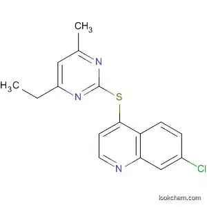 Molecular Structure of 143946-22-9 (Quinoline, 7-chloro-4-[(4-ethyl-6-methyl-2-pyrimidinyl)thio]-)
