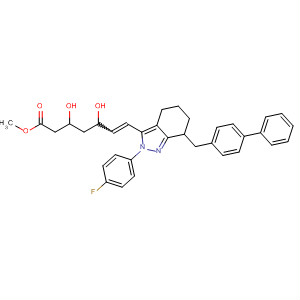 6-Heptenoic acid, 7-[7-([1,1'-biphenyl]-4-ylmethyl)-2-(4-fluorophenyl)-4,5,6,7-tetrahydro-2H -indazol-3-yl]-3,5-dihydroxy-, methyl ester CAS No  144147-16-0