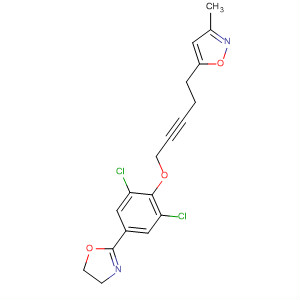 Molecular Structure of 124811-64-9 (Isoxazole,
5-[5-[2,6-dichloro-4-(4,5-dihydro-2-oxazolyl)phenoxy]-3-pentynyl]-3-meth
yl-)