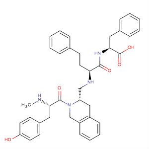 Molecular Structure of 161669-05-2 (L-Phenylalanine,
N-[(2S)-1-oxo-4-phenyl-2-[[[(3S)-1,2,3,4-tetrahydro-2-[(2S)-3-(4-hydroxy
phenyl)-2-(methylamino)-1-oxopropyl]-3-isoquinolinyl]methyl]amino]butyl
]-)