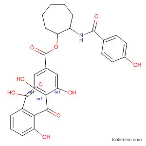 Benzoic acid, 4-(2-carboxy-6-hydroxybenzoyl)-3,5-dihydroxy-,
1-[2-[(4-hydroxybenzoyl)amino]cycloheptyl] ester, trans-