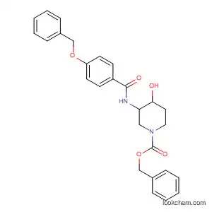 Molecular Structure of 167832-27-1 (1-Piperidinecarboxylic acid,
4-hydroxy-3-[[4-(phenylmethoxy)benzoyl]amino]-, phenylmethyl ester,
trans-)