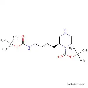 Molecular Structure of 169448-71-9 (1-Piperazinecarboxylic acid,
2-[4-[[(1,1-dimethylethoxy)carbonyl]amino]butyl]-, 1,1-dimethylethyl
ester, (S)-)