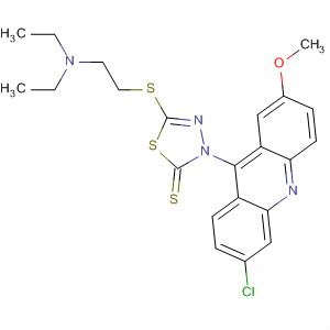 Molecular Structure of 172475-82-0 (1,3,4-Thiadiazole-2(3H)-thione,
3-(6-chloro-2-methoxy-9-acridinyl)-5-[[2-(diethylamino)ethyl]thio]-)
