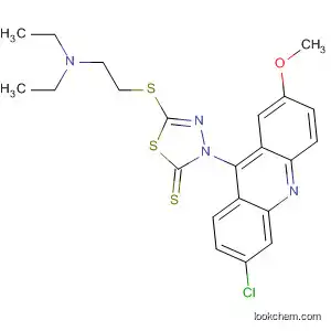 Molecular Structure of 172475-82-0 (1,3,4-Thiadiazole-2(3H)-thione,
3-(6-chloro-2-methoxy-9-acridinyl)-5-[[2-(diethylamino)ethyl]thio]-)
