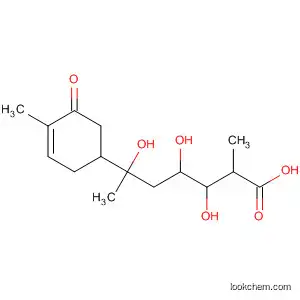 Molecular Structure of 177993-84-9 (Heptanoic acid,
3,4,6-trihydroxy-2-methyl-6-(4-methyl-5-oxo-3-cyclohexen-1-yl)-)