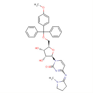 Molecular Structure of 183593-24-0 (Cytidine,
5'-O-[(4-methoxyphenyl)diphenylmethyl]-N-(1-methyl-2-pyrrolidinylidene)
-)