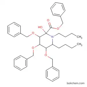 Molecular Structure of 183608-64-2 (2-Piperidinecarboxylic acid,
1,6-dibutyl-2-hydroxy-3,4,5-tris(phenylmethoxy)-, phenylmethyl ester)