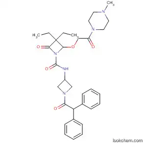 Molecular Structure of 183886-42-2 (1-Azetidinecarboxamide,
N-[1-(diphenylacetyl)-3-azetidinyl]-3,3-diethyl-2-[2-(4-methyl-1-piperazin
yl)-2-oxoethoxy]-4-oxo-)